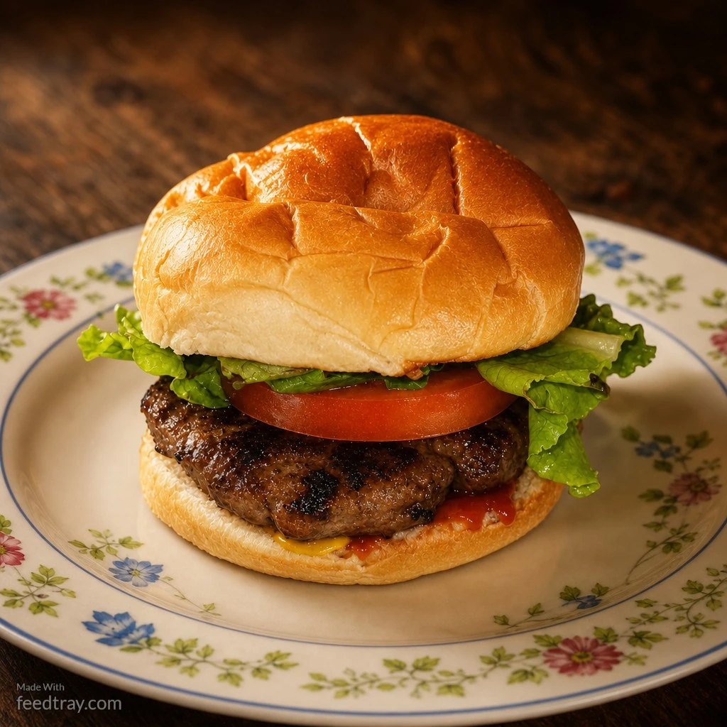 After: same hamburger photo enhanced with improved lighting and color
