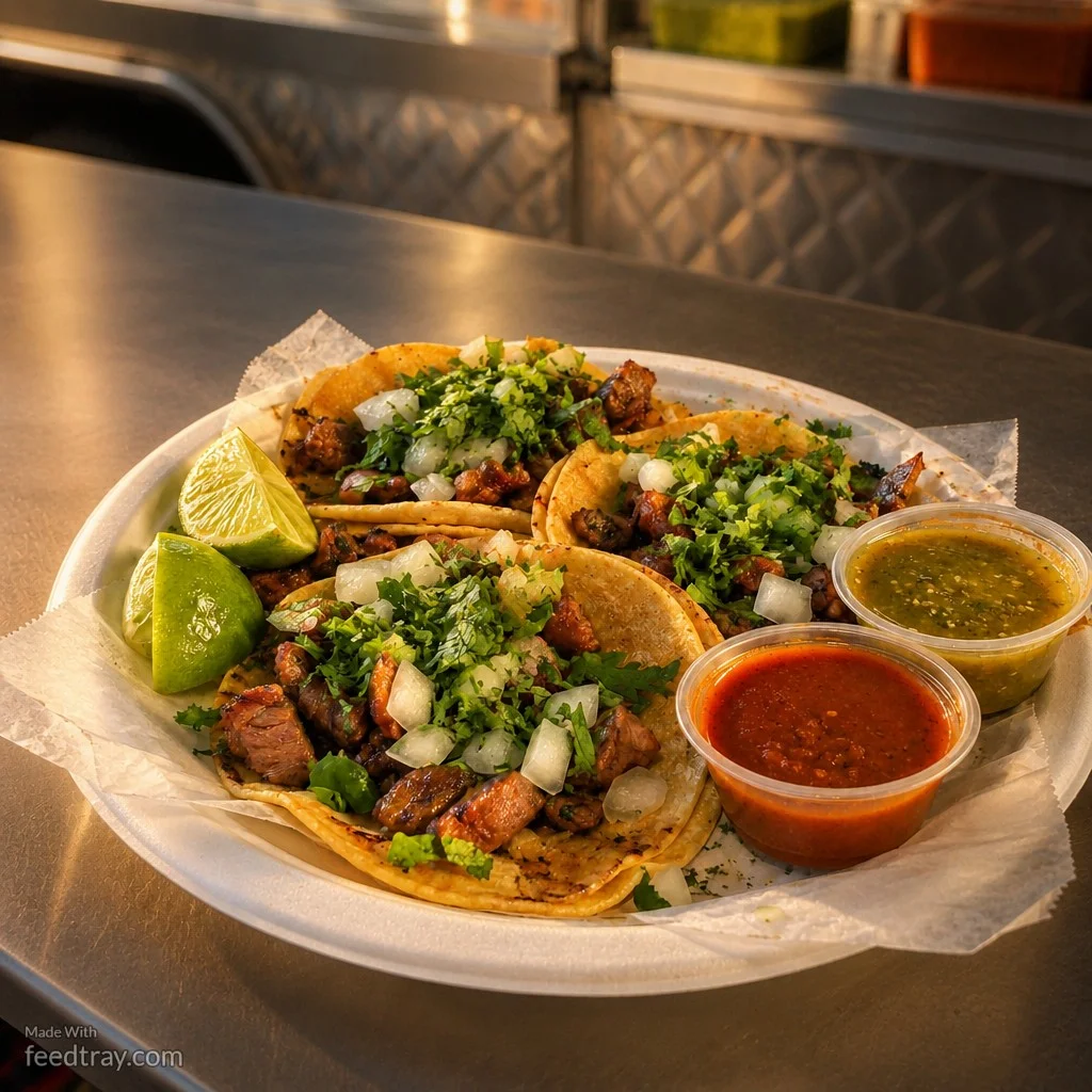 Feedtray-enhanced street taco photo with improved lighting and color to get more food truck customers from Instagram