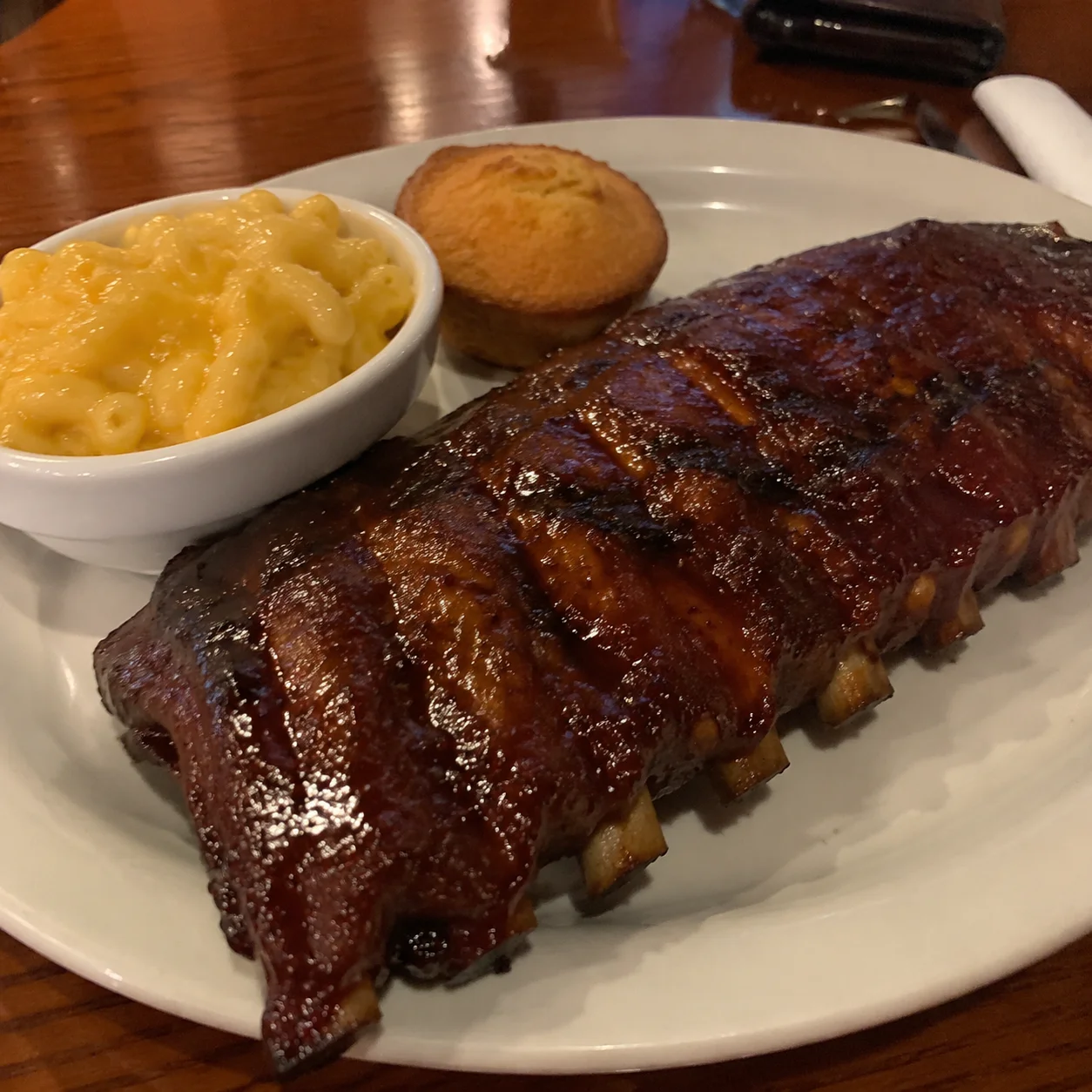 Original phone photo of BBQ ribs before enhancement for Facebook