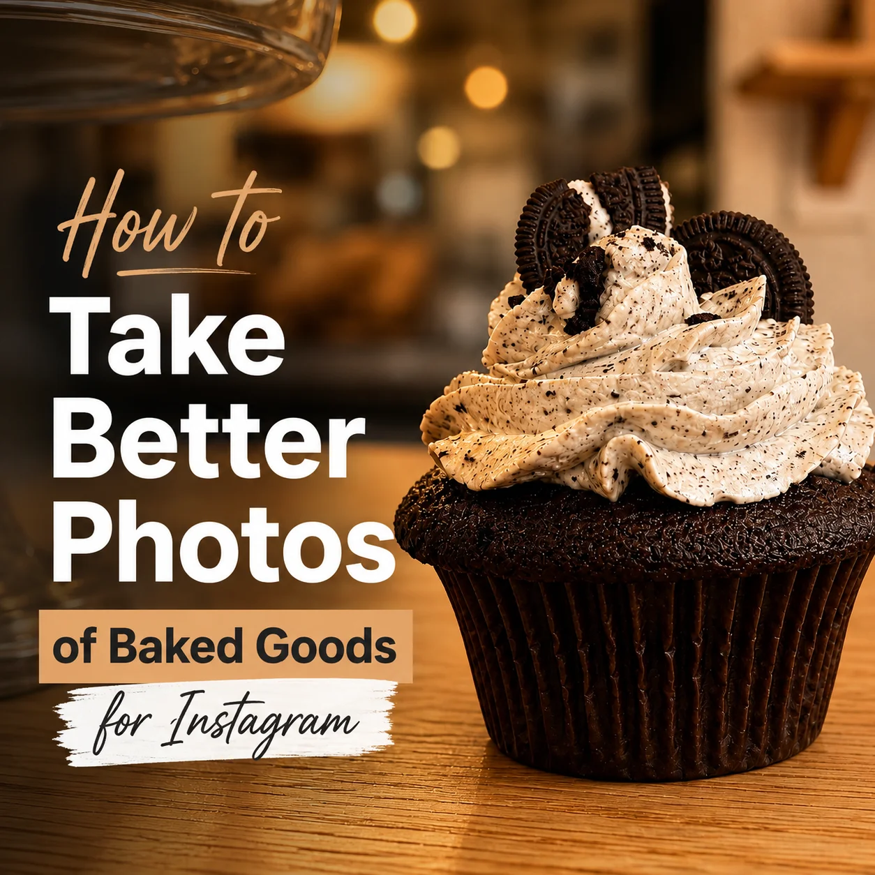 Before and after baked goods photo enhanced with Feedtray showing how to take better photos of baked goods for Instagram